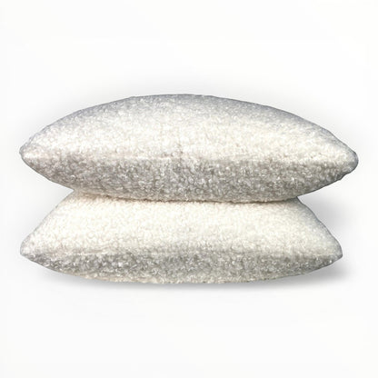 faux shearling boucle accent pillow in soft white