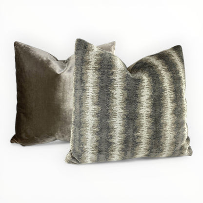 Glam velvet latte pairs well with Kravet Couture Canyon Land