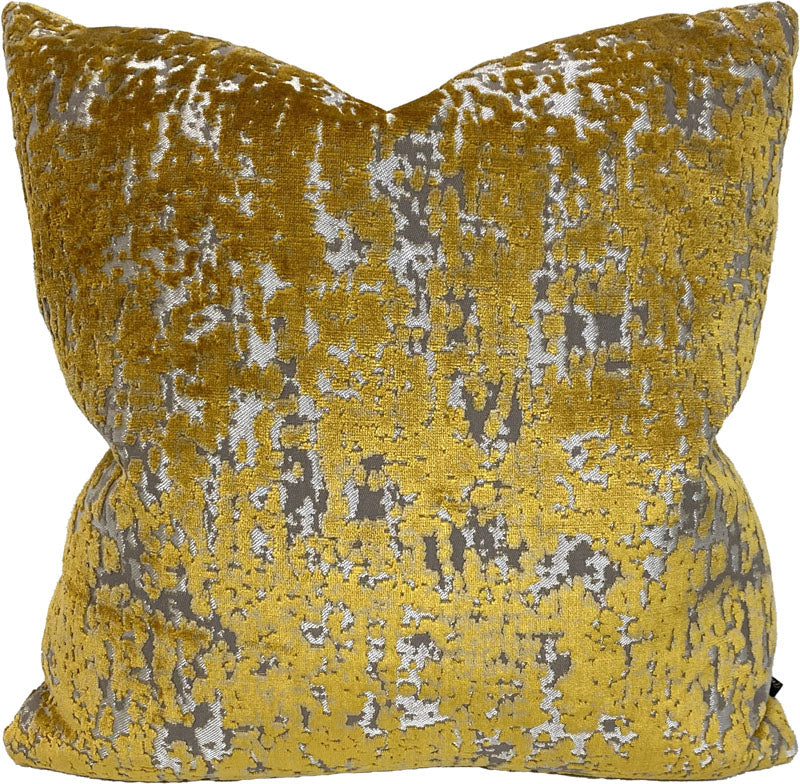 gold cut velvet pillow