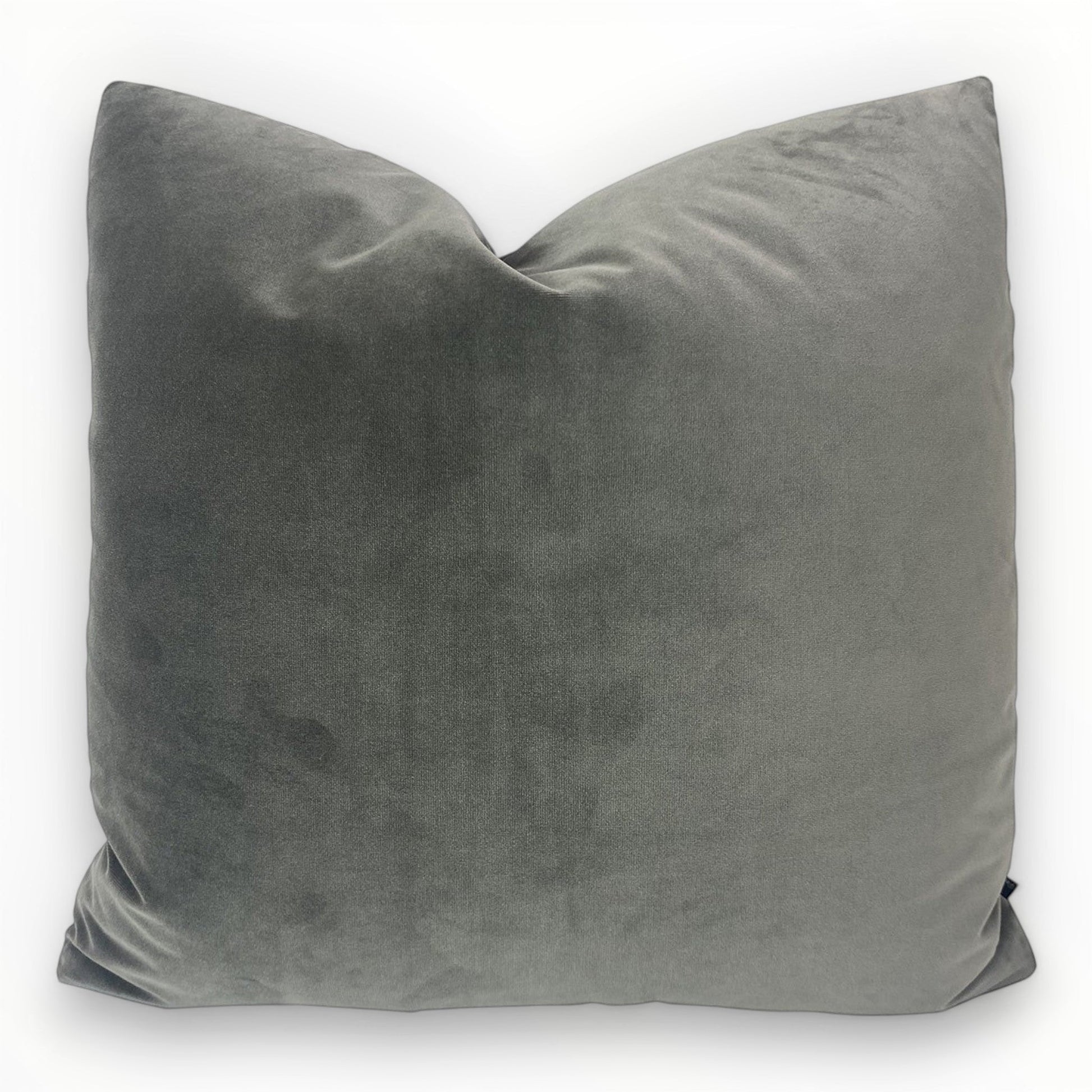 jb martin mohair velvet throw pillow cover in pewter on sofa
