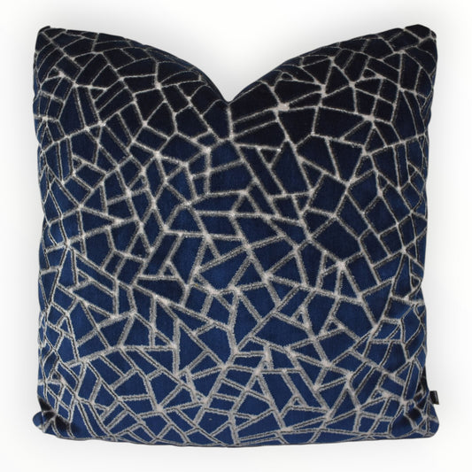 jf fabrics contest navy velvet throw pillow cover on sofa