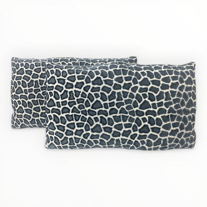 neutral leopard print pillow in slate blues
