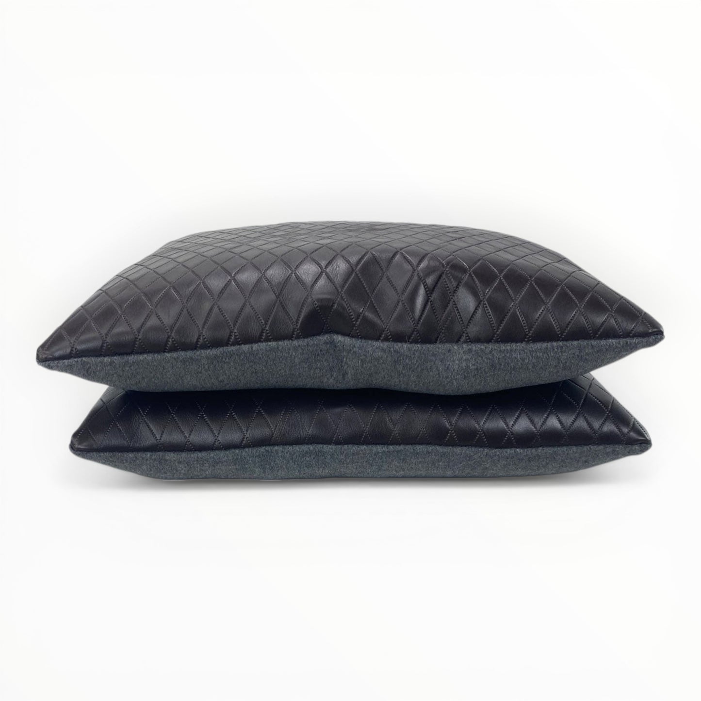 luxury leather accent pillow with flannel backing
