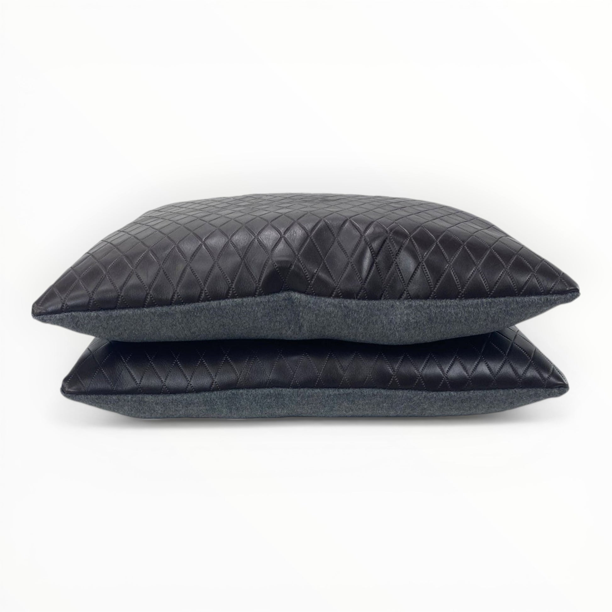 luxury leather accent pillow with flannel backing
