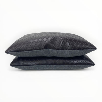 luxury leather accent pillow with flannel backing