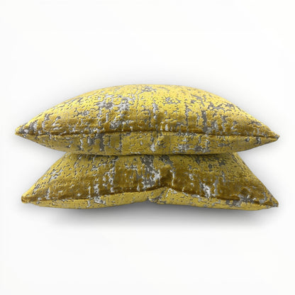 luxury cut velvet pillow with abstract texture in gold