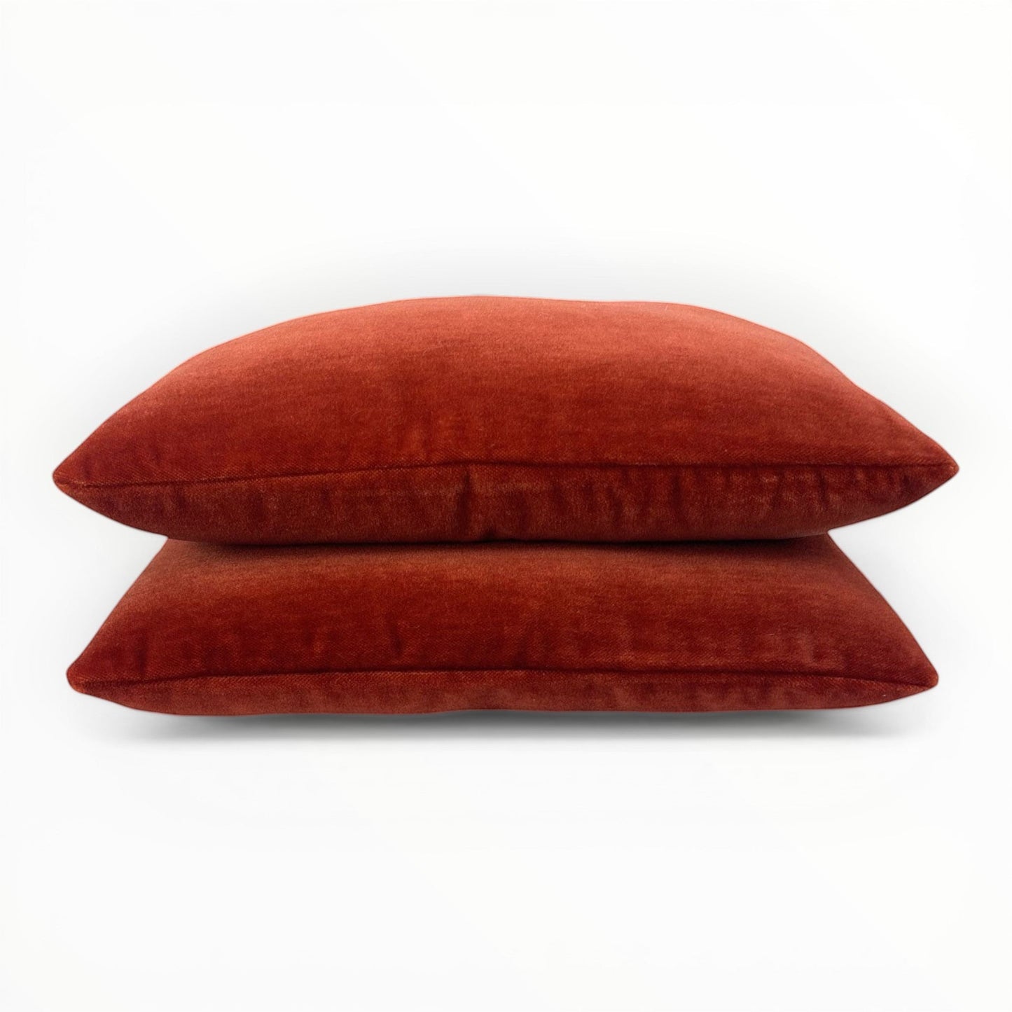 red mohair velvet pillow with soft sheen and rich saturated color