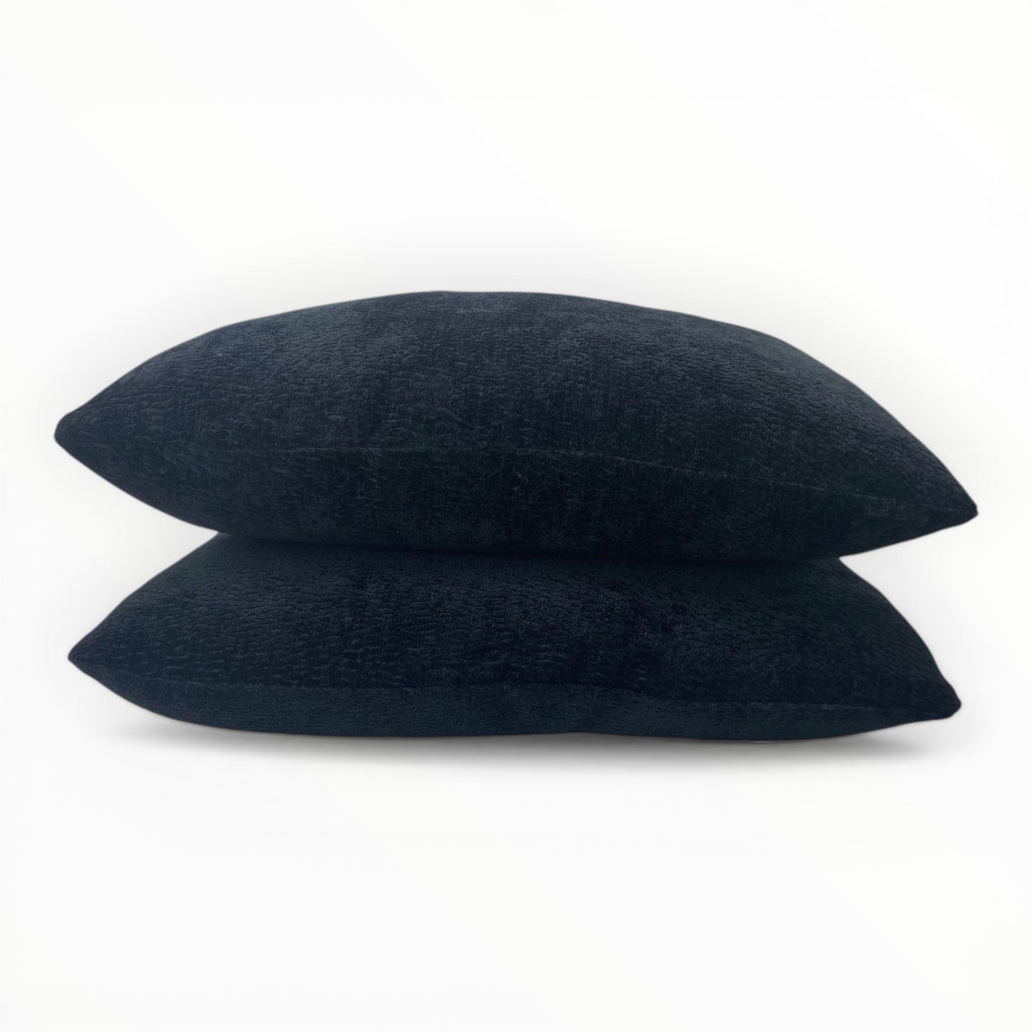 chenille fabric detail showing plush texture in deep blue tone