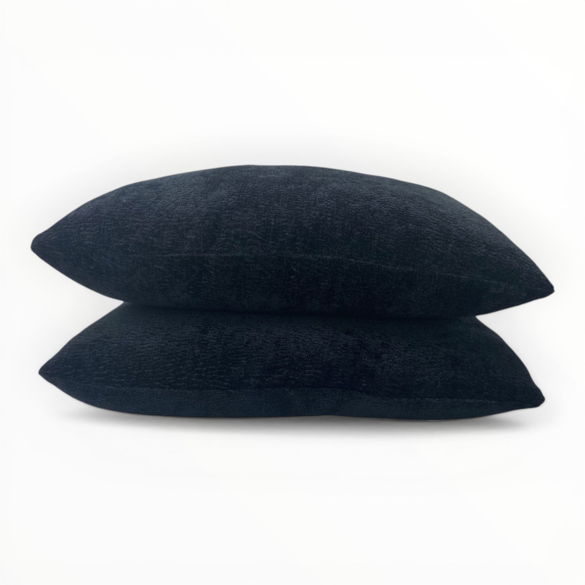 chenille fabric detail showing plush texture in deep blue tone