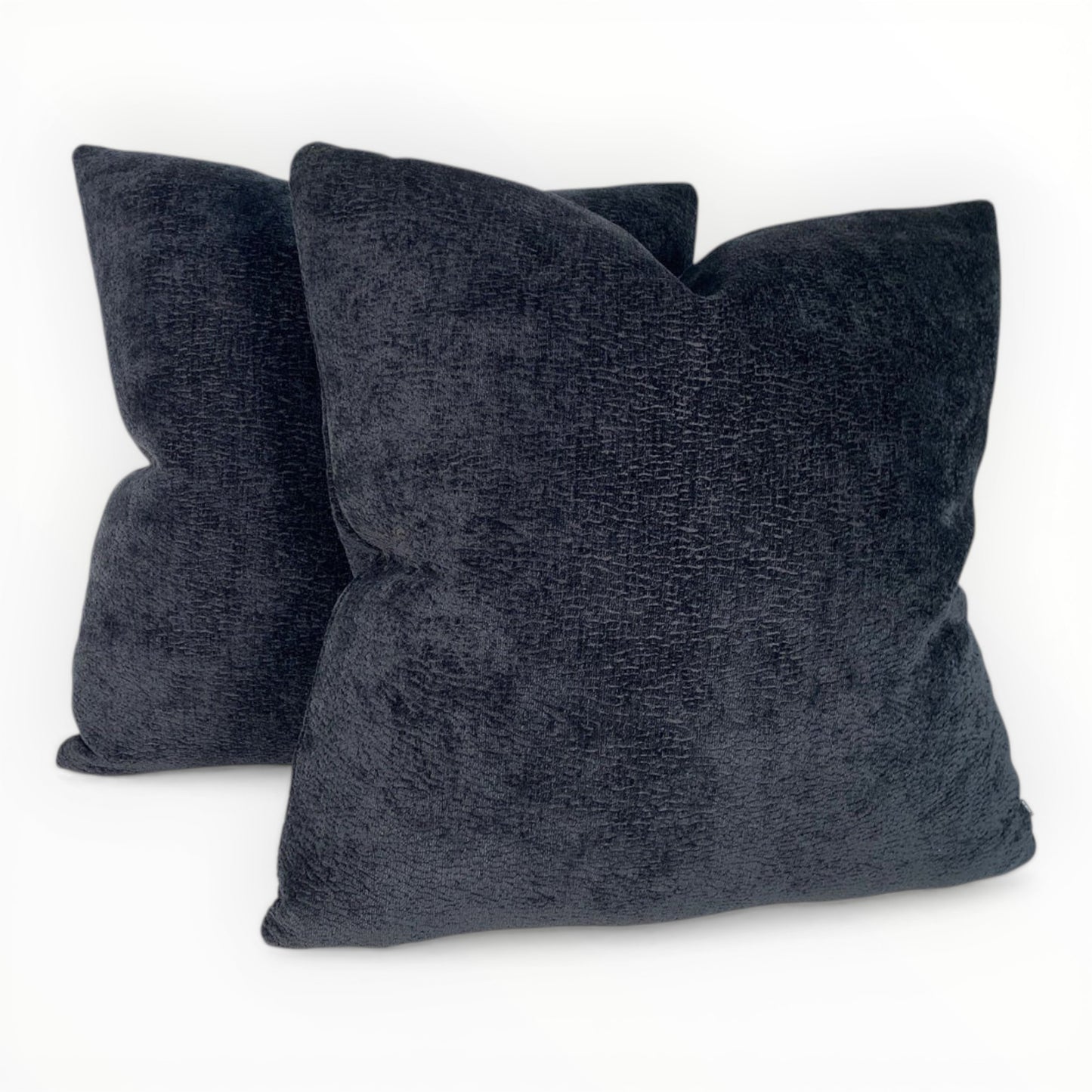 Morgan Fabrics Elan velvet pillow covers in ebony