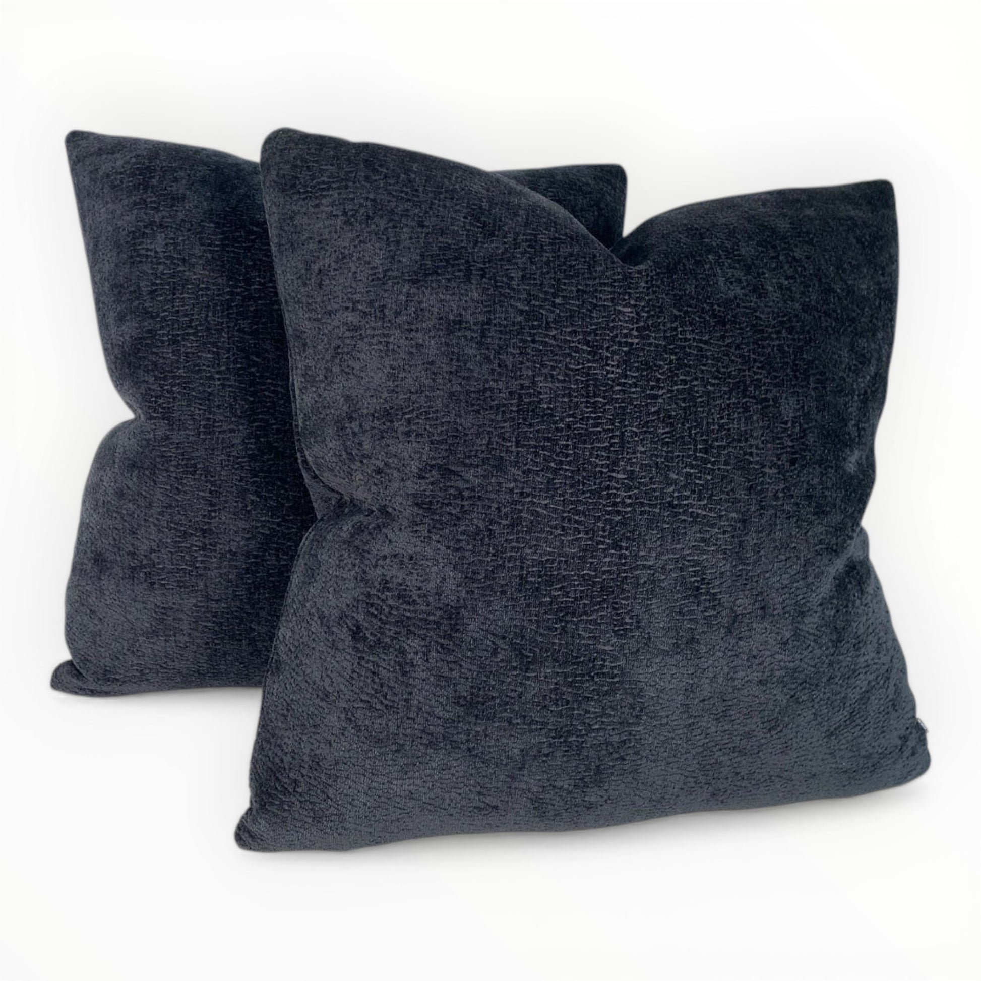 Morgan Fabrics Elan velvet pillow covers in ebony