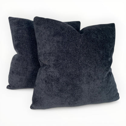 Morgan Fabrics Elan velvet pillow covers in ebony