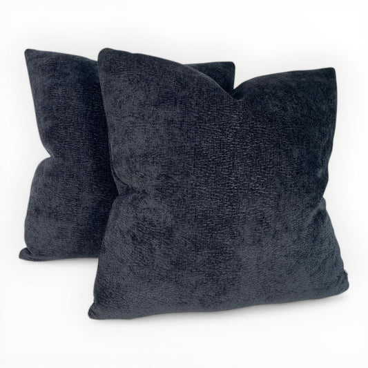 Morgan Fabrics Elan velvet pillow covers in ebony
