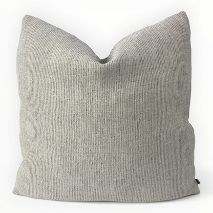 Moygashel Wilde linen throw pillow cover in natural on neutral sofa