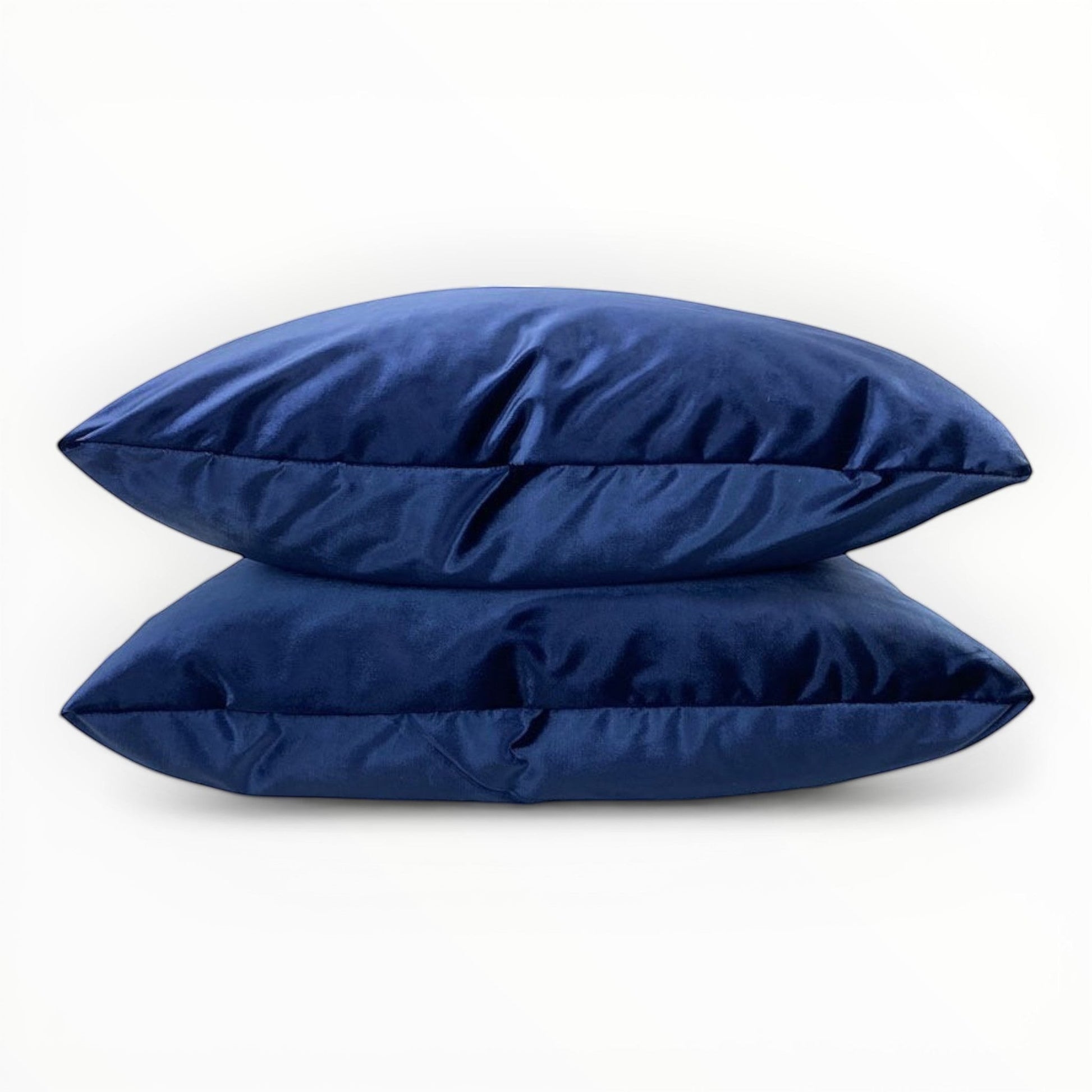 deep navy velvet throw pillow with rich color and soft sheen