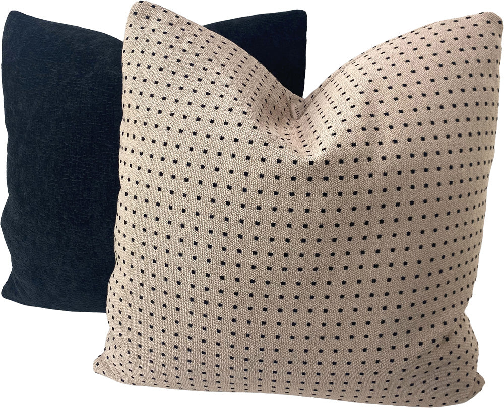 Lee & Jofa Pixels pairs well with Elan velvet in Ebony