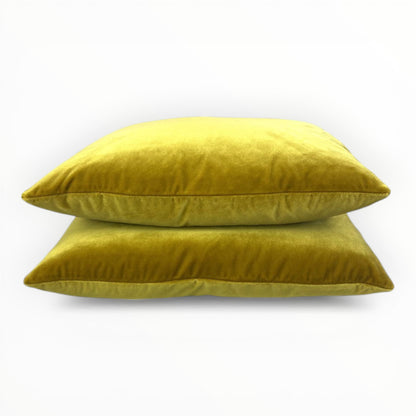plush gold velvet throw pillow with soft texture and warm tone