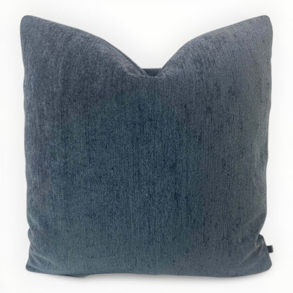 Pollack Sadie plush throw pillow cover in midnight on neutral sofa