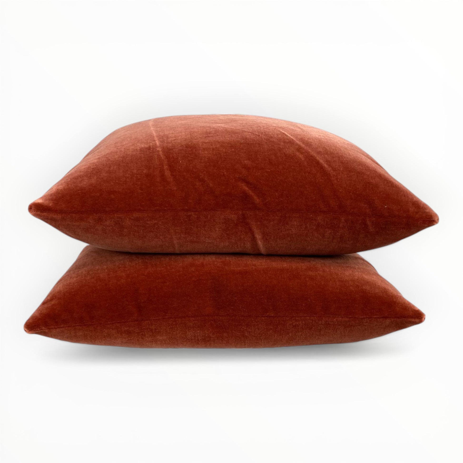 mohair velvet fabric detail showing dense pile and natural sheen in red pepper