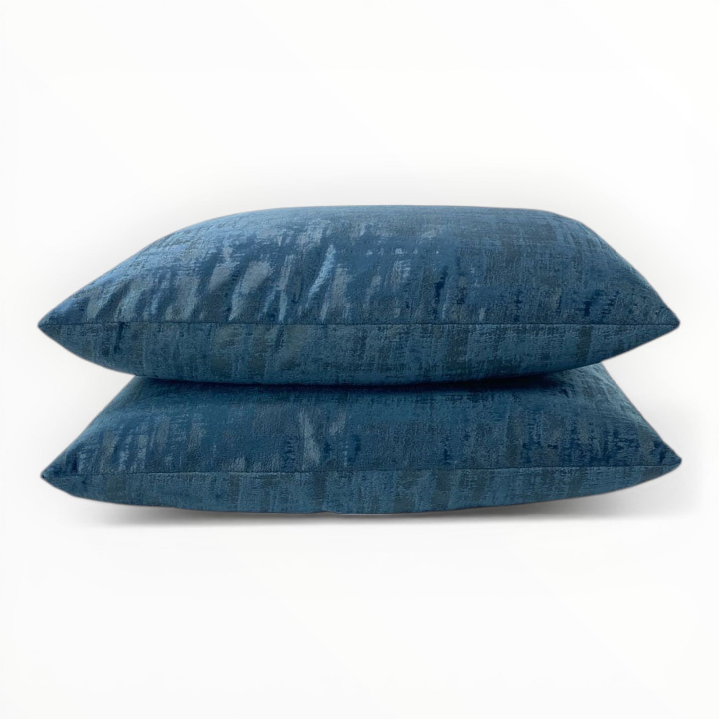 reversible chenille pillow in rich blue tone with soft texture