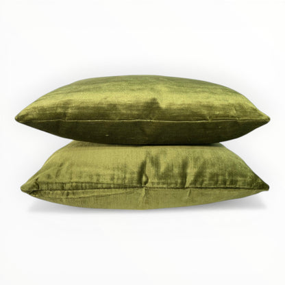 ribbed green velvet designer accent pillows