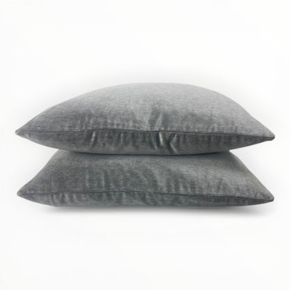 storm gray velvet throw pillow cover with soft texture and durable fabric