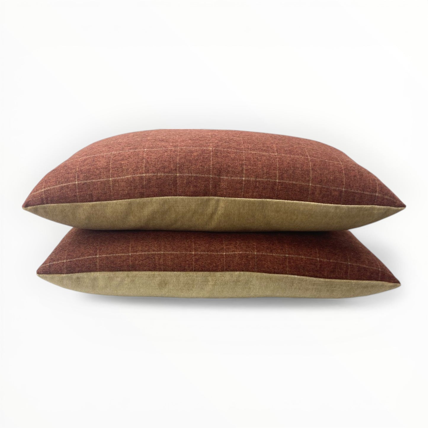 Burnt Orange Window Pane & Gold Corduroy Pillows