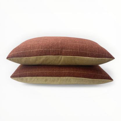 Burnt Orange Window Pane & Gold Corduroy Pillows