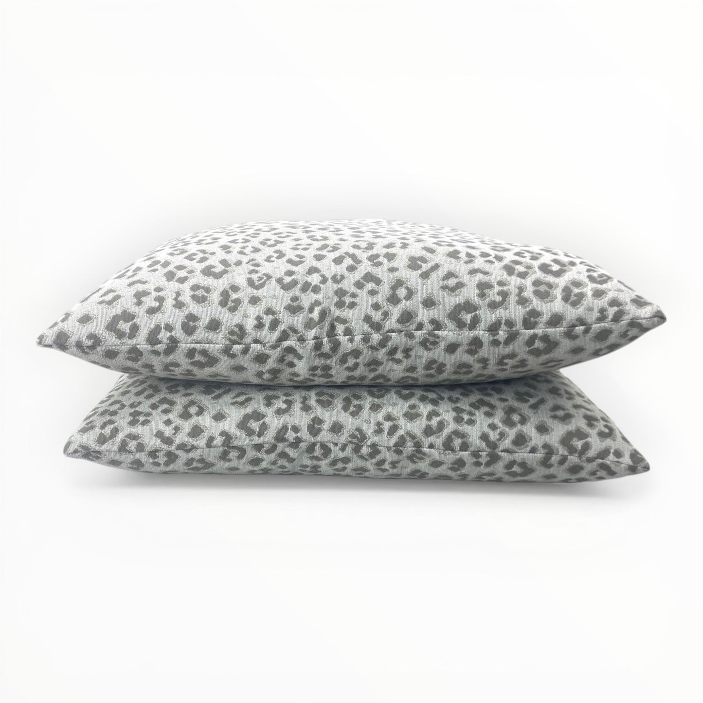 leopard print fabric detail showing textured woven pattern in taupe and ivory