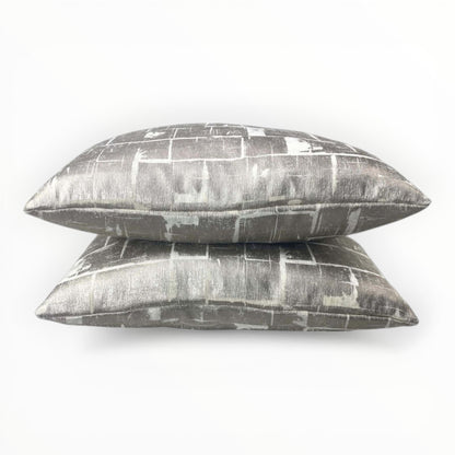 textured designer accent pillow with distressed geometric pattern
