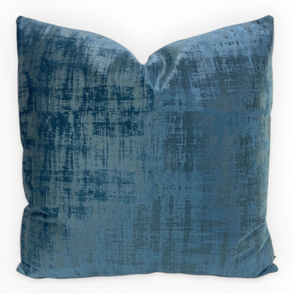 Zinc blass calypso chenille throw pillow cover on neutral sofa